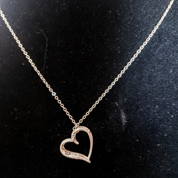 Kay Jewelers Sterling Silver Diamond Heart Necklace - Picture 4 of 8